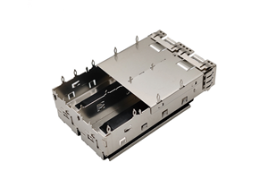 Single layer SFP+10G fiber cage crimping type 1 * 2 with heat sink height 15.05mm without light guide column