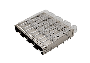 Single layer SFP+10G fiber cage crimping type 1 * 4 with light guide column