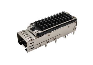 Single layer SFP+10G fiber cage crimping type 1 * 1 single port with heat sink, with three small feet in the middle